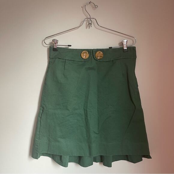 Green Anthropologie Preppy A-line Mini Skirt for Casual Wear with Pleats sz 4 - Picture 1 of 5